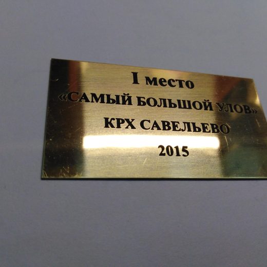 Латунная наградная табличка за первое место