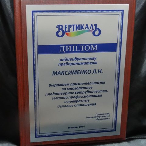 Диплом на металле в рамке